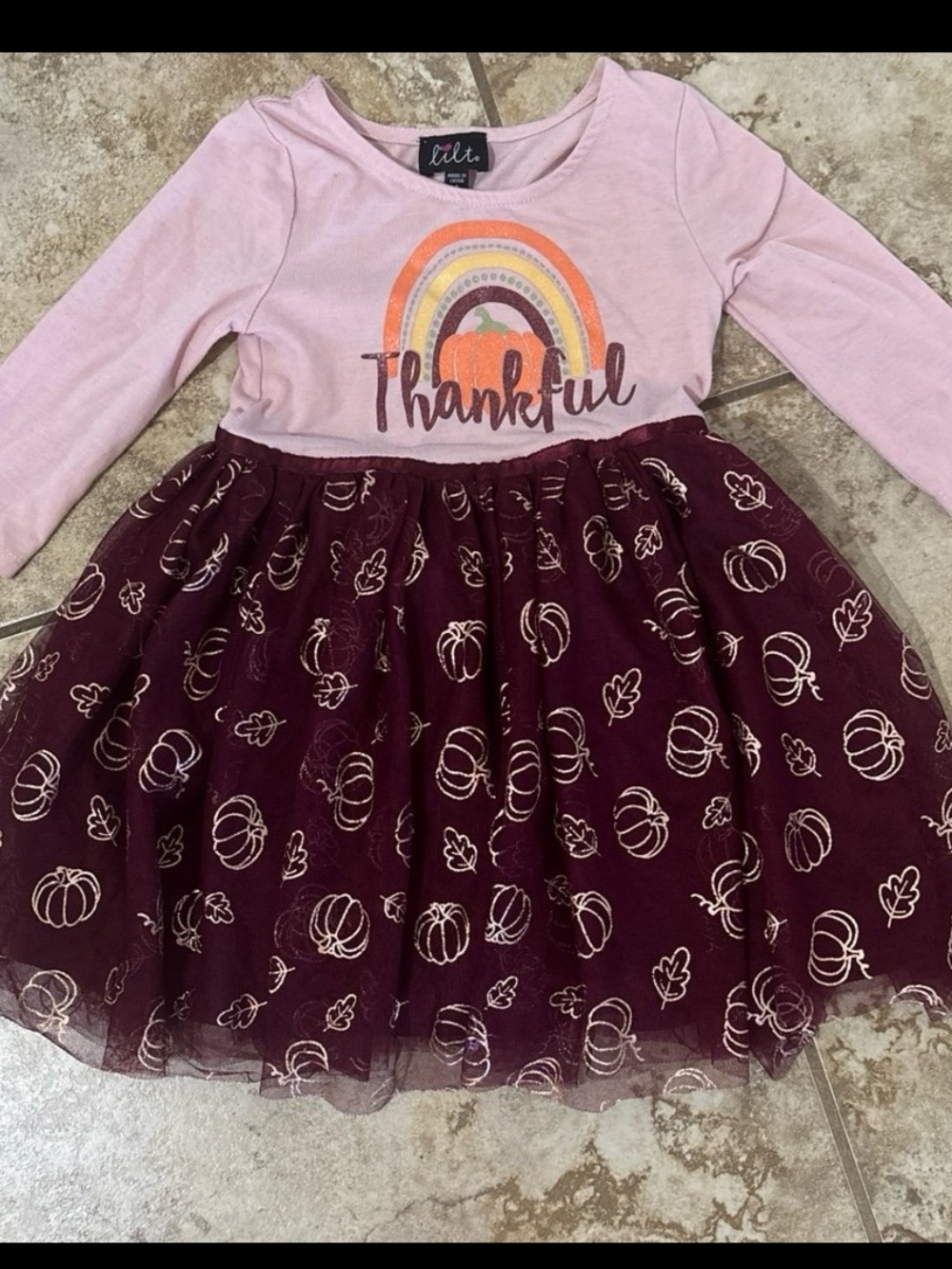 Girls "Thankful" Pumpkin Tutu Dress